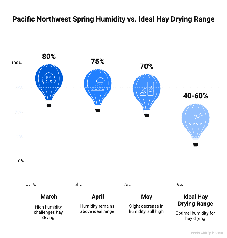 chart showing the humidity challenges of drying hay in the pacific northwest.